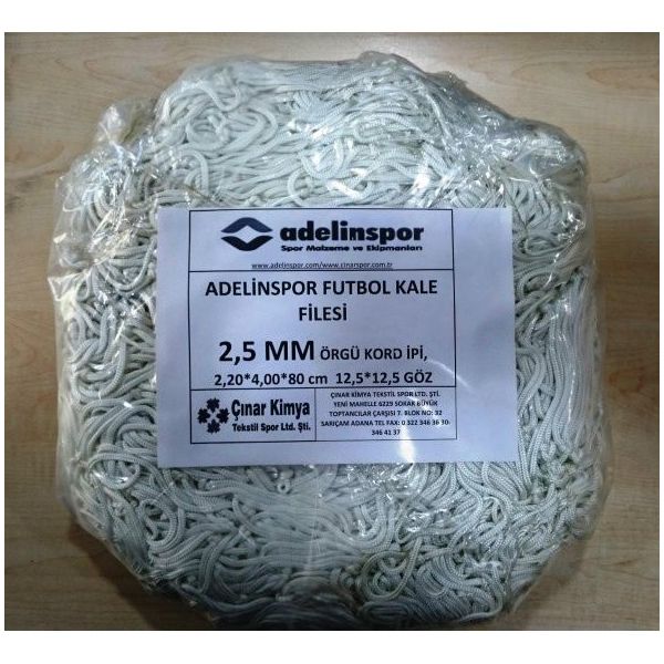 Adelinspor 2,5 mm Kord İp 4,0x2,20x0,8 m Futbol Kale Filesi