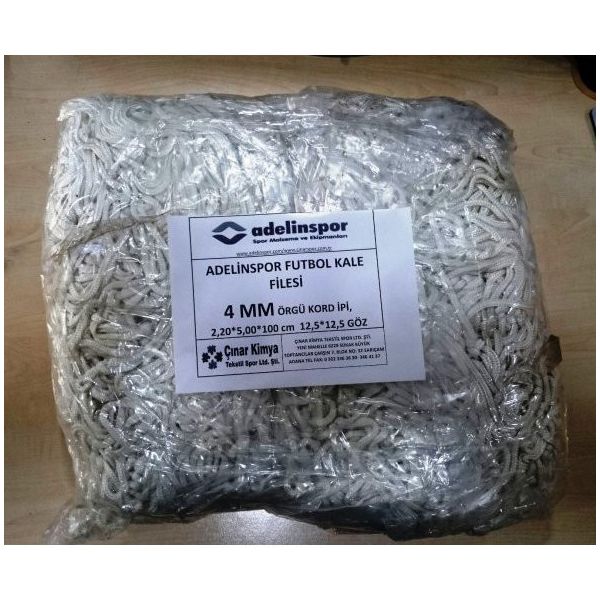 Adelinspor 4 mm Kord İpi 5,00x2,20x0,8 m Futbol Kale Filesi