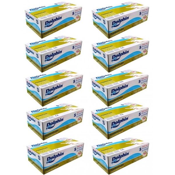 Dolphin Tek Kullanımlık Lateks 100 Adetlik 10 Paket Beyaz Pudralı Small Muayne Eldiveni