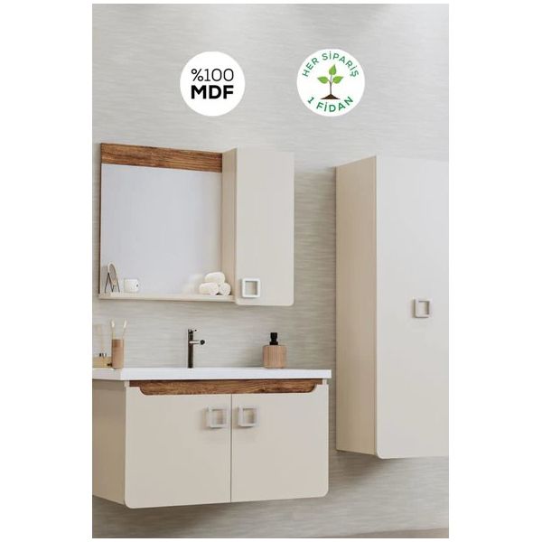 Balneom Selvi 80 cm Aynalı Üst Lavabo Banyo Dolabı