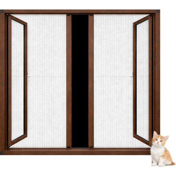 Sineklikstore 140x240 cm Koyu Kahve Akordiyon Duble Kapı Kedi Sinekliği