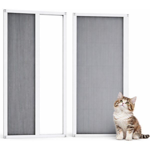 Sineklikstore 100x220 cm Beyaz Akordiyon Kapı Kedi Sinekliği
