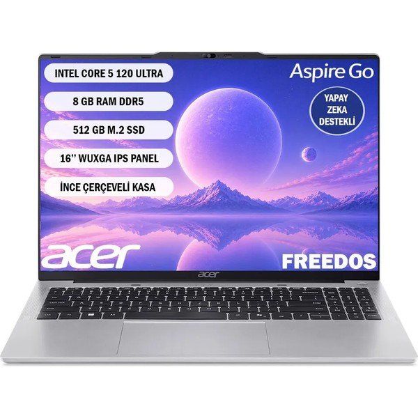 Acer Aspire Go 16 AG16-71P-558L NX.JT2EY.001 Core 5 120U 8GB RAM 512GB SSD FreeDOS 16 inç Laptop