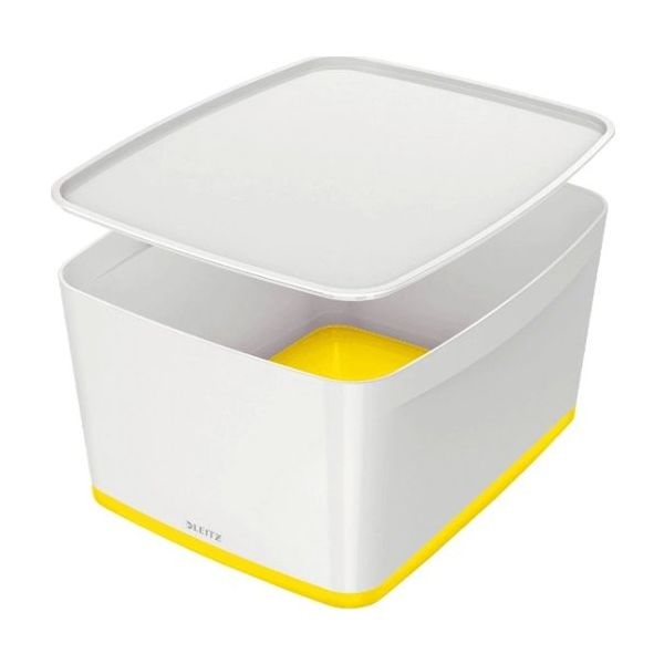 Leitz Mybox 5216 Sarı-Beyaz Kapaklı Geniş Saklama Kutusu