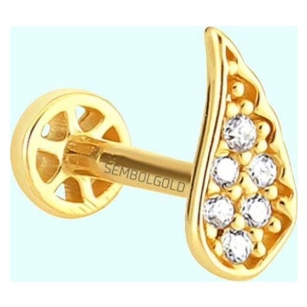 Sembol Gold 14 Ayar Melek Tragus Altın Piercing