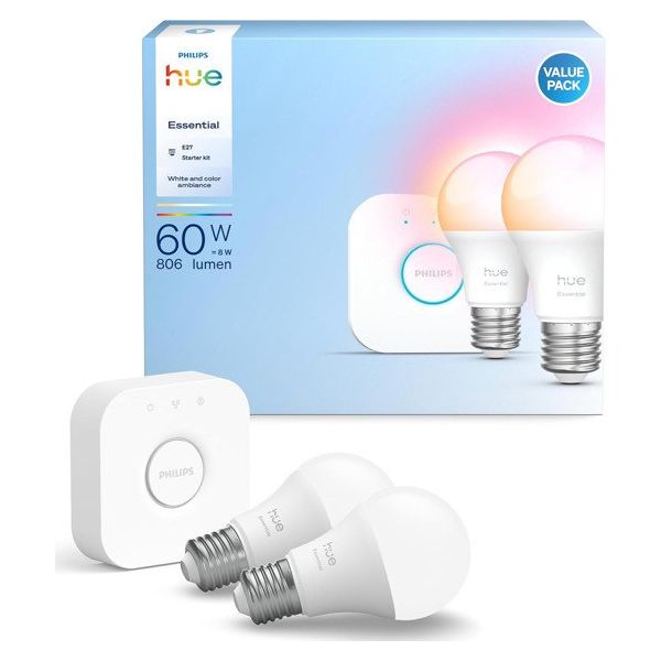 Philips Hue Essential 806 Lumen 60W E27 2'li Akıllı LED Ampul