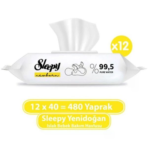 Sleepy 40'lı Yenidoğan Islak Bebek Havlusu (6 adet)
