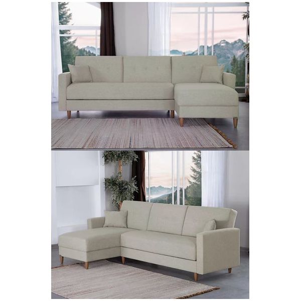 Kilim Mobilya Scandi Krem Uzanmalı Yataklı Köşe Takımı