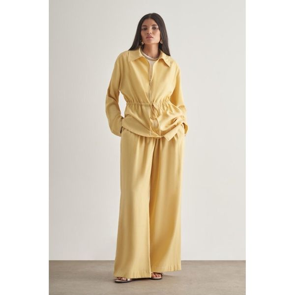 Mizalle Modal Karışımlı Fermuarlı Sarı Tunik
