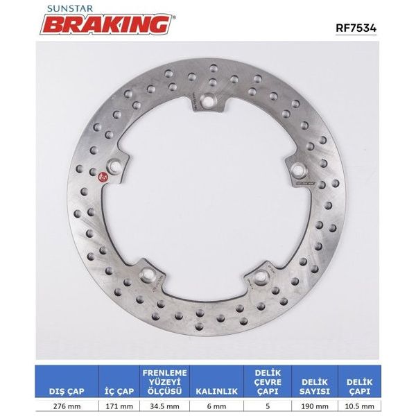 Braking Honda VFR 1200 F X Crosstourer 2010-2016 Yuvarlak Arka Fren Diski
