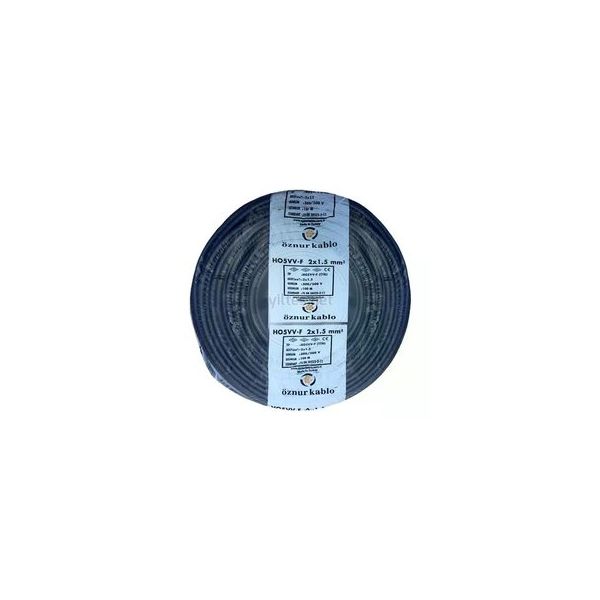 Öznur H05VV-F 100 mt 2x1.5 mm Siyah Ttr Çok Telli Kablo