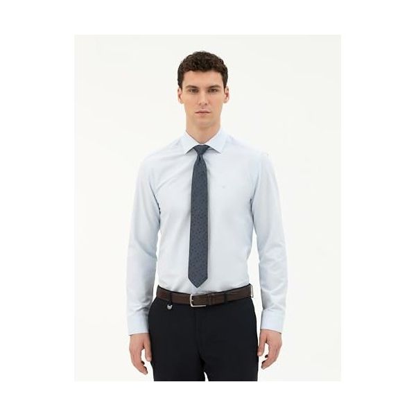 Pierre Cardin 50285562-VR003 Açık Mavi Desenli Erkek Gömlek