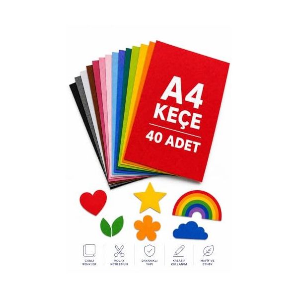 Nistabolje 40 Adet Karışık Renk A4 20x30 cm Keçe