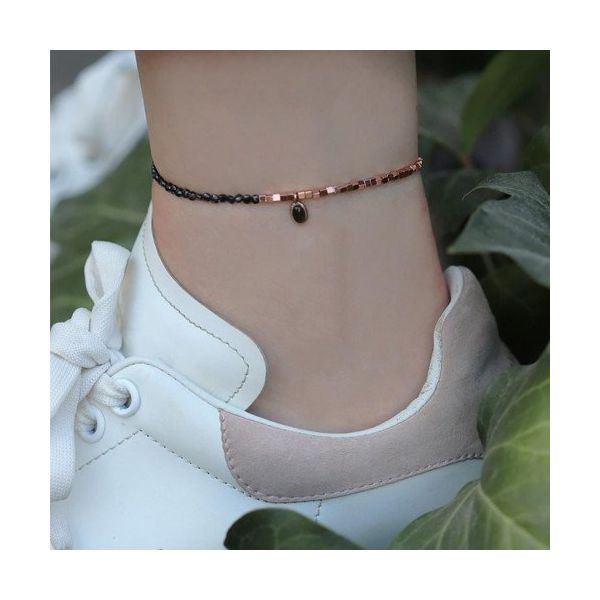 Oniks Taşlı Oval Rose Gold Halhal