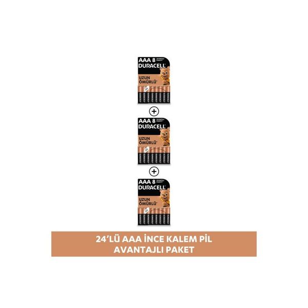 Duracell MN2400 AAA 24'lü Alkalin İnce Kalem Pil
