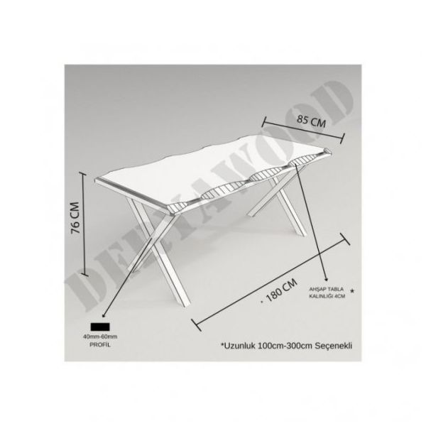 Deryawood Picea 85x140x76 cm Masif Ahşap Sulamalı Mutfak Masası