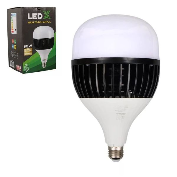 Ledx Al-Th80 Akım Korumalı 80 Watt 7200 Lümen E27 Beyaz Maxi Kristal Torch Led Ampul