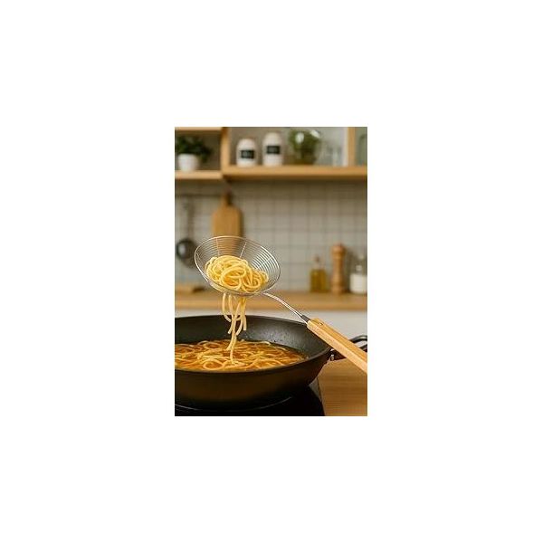 Bambum Ladle Bambu Saplı Tel 18 cm Kevgir