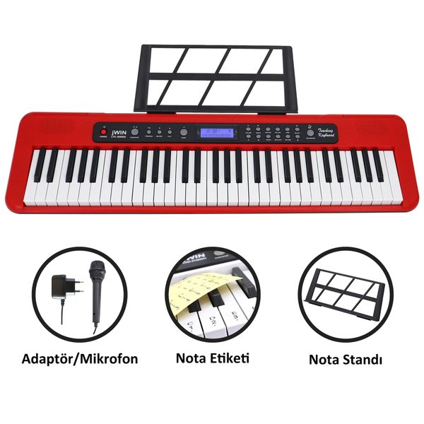 Jwin CTK-3000 61 Kırmızı Tuş Hassasiyetli Org