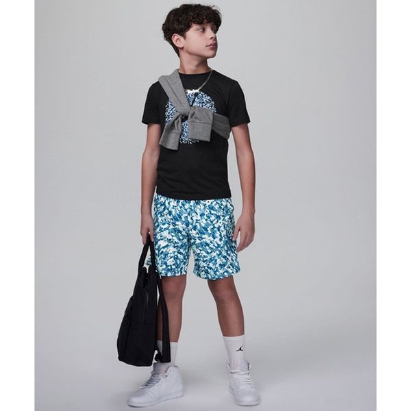 Jordan 95D100-U1R Mavi MJ Essentials Poolside Printed Shorts Çocuk Mayo
