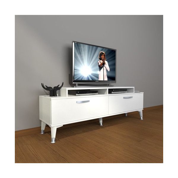 Decoraktiv Ekoflex 4 Slm Silver Parlak Beyaz Tv Sehpa Ünitesi