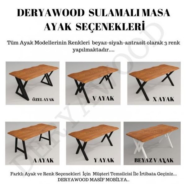 Deryawood Pinus 70x160x76 cm Masif Ahşap Sulamalı Mutfak Masası