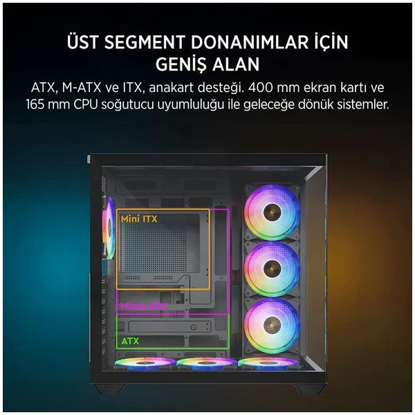 James Donkey Stark S801 ARGB Fanlı 650 W ATX Gaming Bilgisayar Kasası