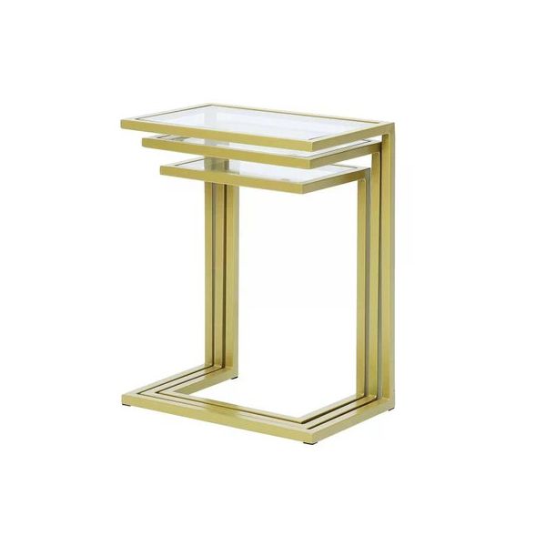 Hitit Dekorasyon Bruc Gold Metal 3'lü Zigon Sehpa