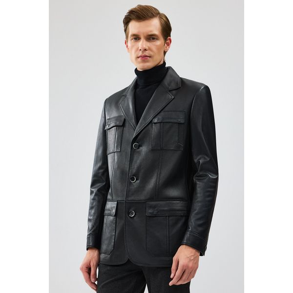 Derimod 21WGD6405U4 Kevin Erkek Siyah Blazer Deri Ceket