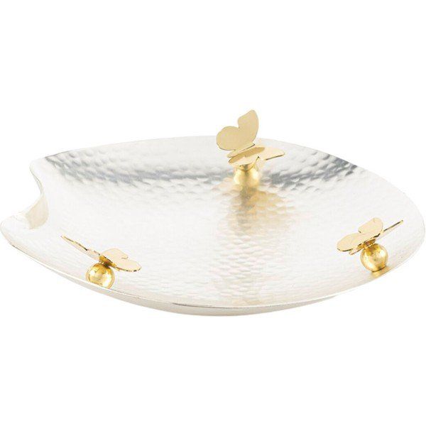 Mikasa Moor Silver Dövme Kelebek Figürlü Çelik 21 cm Gümüş Dekoratif Tabak