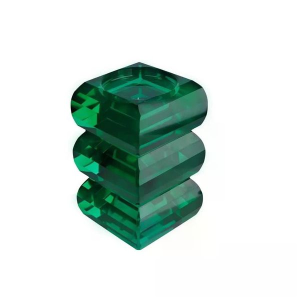Lucky Art Kristal 3 Boğumlu 18 cm Yeşil Mumluk