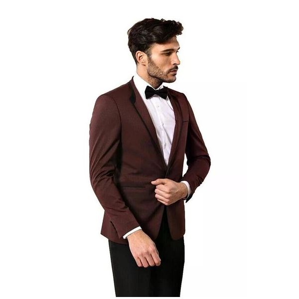 Wessi TK-621110-93-82 Ceket Desenli Yelekli Bordo Damatlık