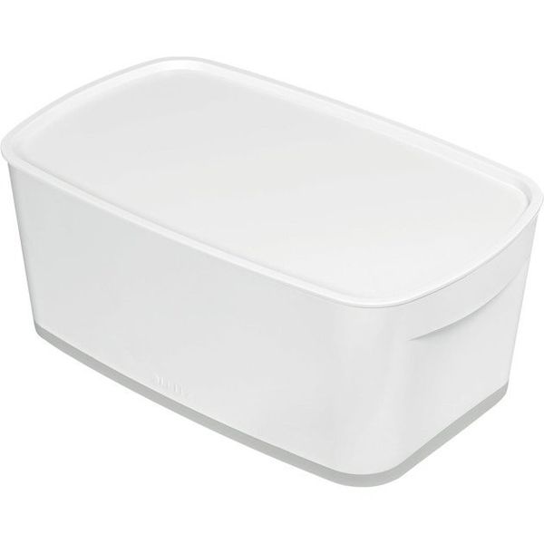 Leitz 52191001 A5 MyBox KapaklıParlak Görünüm Plastik Beyaz Gri Küçük 5 l Saklama Kutusu