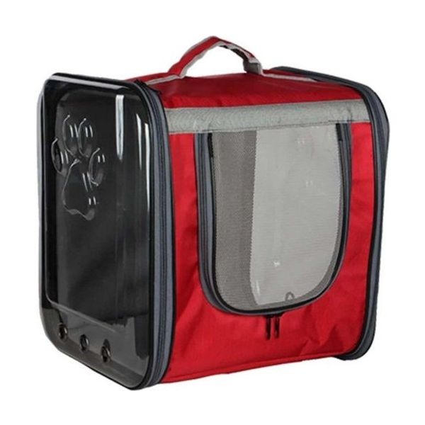 Zampa Centro Çift Camlı Kırmızı 36x40x42 cm Kedi Köpek Taşıma Çantası