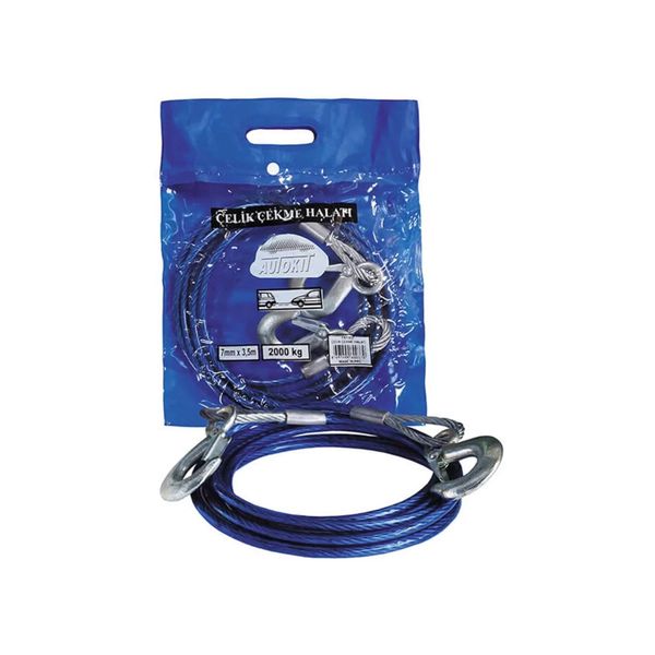 Autokit Autokıt Çelik Çekme Halatı 6 Mm*3,5m 2 Ton