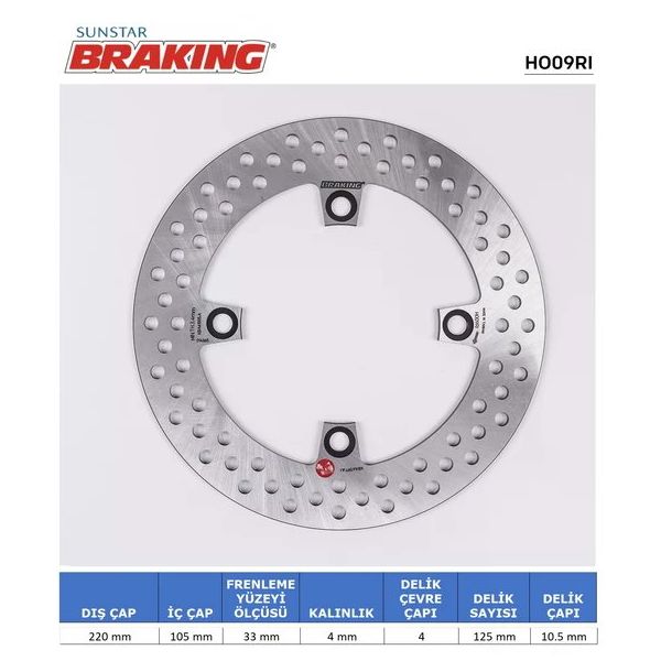 Honda CRF 250L Cbr 125 2017-2024 Yuvarlak Arka Fren Diski