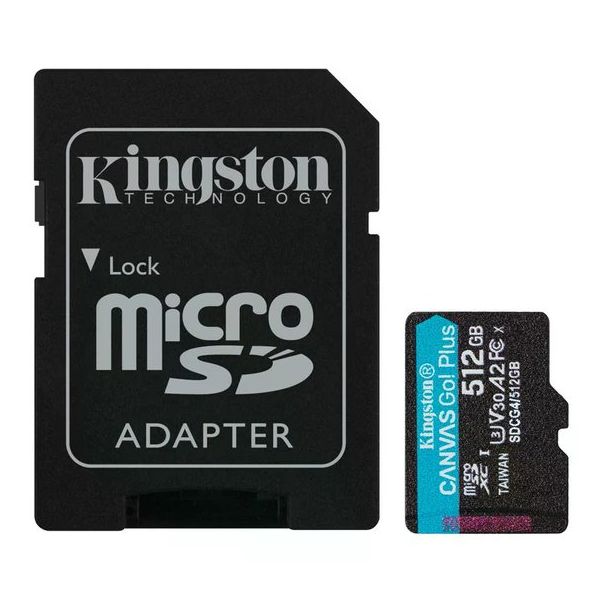 Kingston Canvas Go Plus SDCG4/512GB Class 10 UHS-I U3 A2 V30 512 GB Micro SD Kart