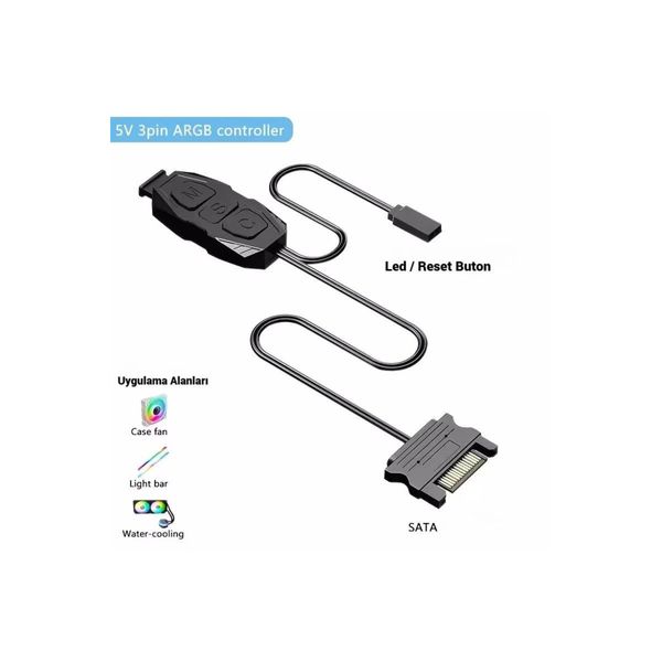 Snt Energy SNT AR-01 ARGB Kontrolcü Controller Denetleyici 5v 3pin SATA Güç Beslemeli 1 Port