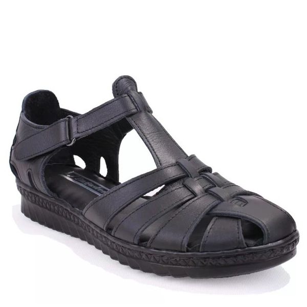 Dagoster DZA07-997A88 Siyah Ortopedik Deri Kadın Sandalet