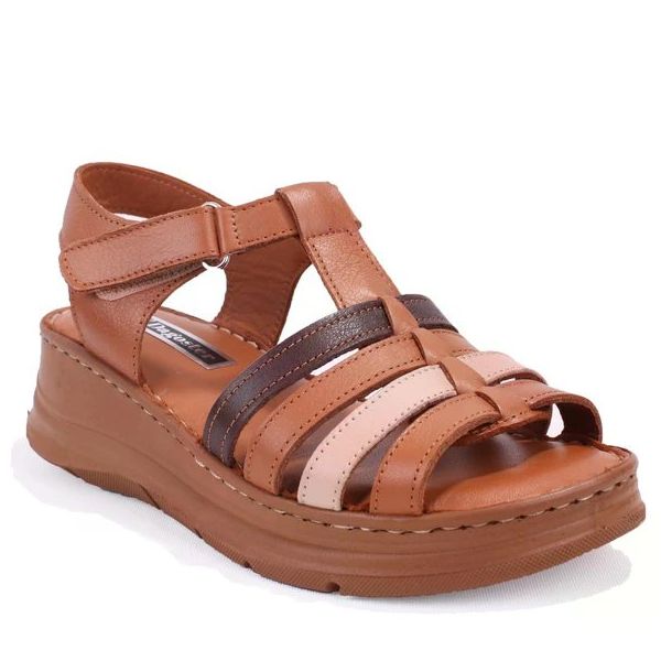 Dagoster DZA07-600016 Taba Ortopedik Deri Kadın Sandalet