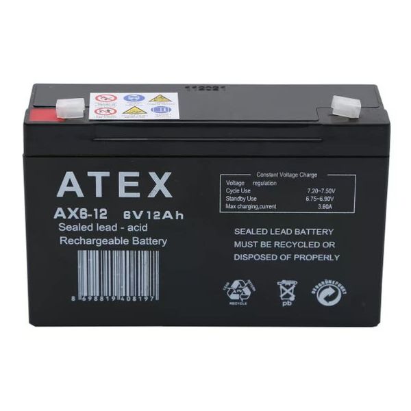 Atex AX6-12 6 V 12 Ah Amper Bakımsız Kuru Akü