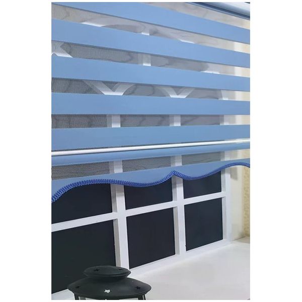 Storburada St 006 200 x 200 Mavi Etek Dilimli Zebra Stor Perde