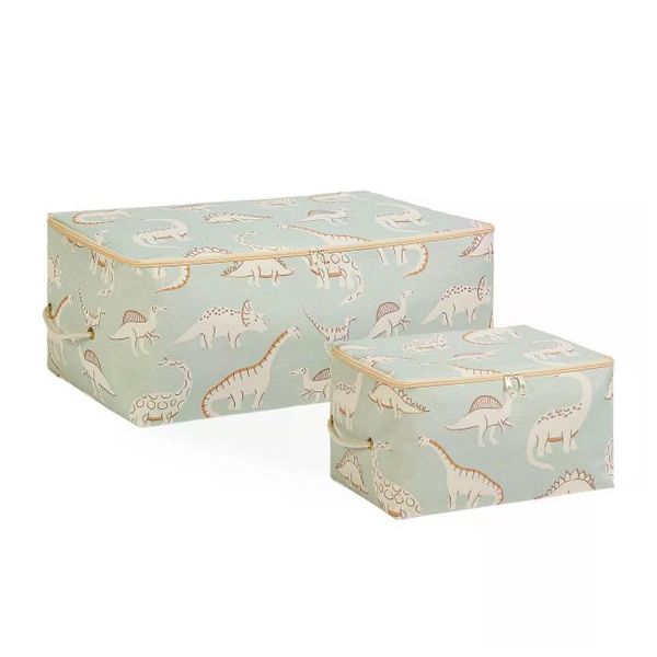 Ocean Home Textile 30x22x18 / 52x28x21 cm 2'li Çocuk Odası Dinozor Hurç Set
