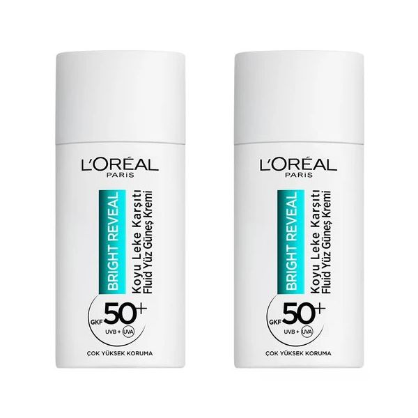 Loreal Paris L’Oréal Paris 2x50 ml Bright Reveal Spf 50+ Koyu Leke Karşıtı Fluid Günlük Yüz Güneş Kremi Cilt Bakım Seti