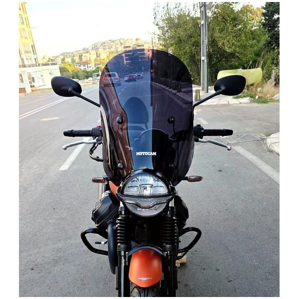 Motocam Moto Guzzi V7 Stone 2021-2023 Model 53 cm Füme Renkli 4 mm Aparatsız Ön Cam Siperlik