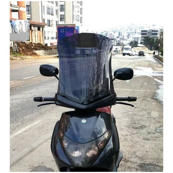 Motocam Piaggio Beverly 250 2005-2007 Model 53 cm Siyah Renkli 4 mm Uzun Ön Cam Siperlik