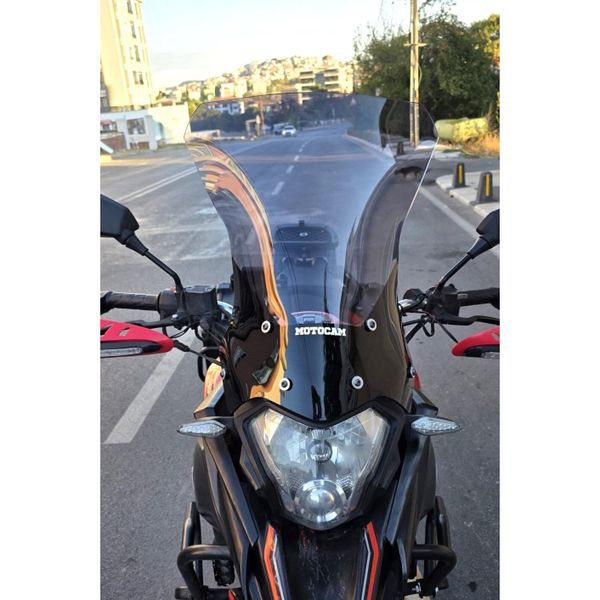 Motocam Mondial RX3 I Evo 2015-2022 Model 52 cm Füme Renkli 4 mm Uzun Ön Cam Siperlik