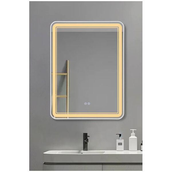 Avend Akıllı Ayna Buhar Tutmaz Dokunmatik 2 Butonlu 3 Renk Led Işıklı Yeni Nesil HD Yansıma Beyaz Çerçeveli 60x80 cm Lüx Lavabo Duvar Makyaj Banyo Aynası