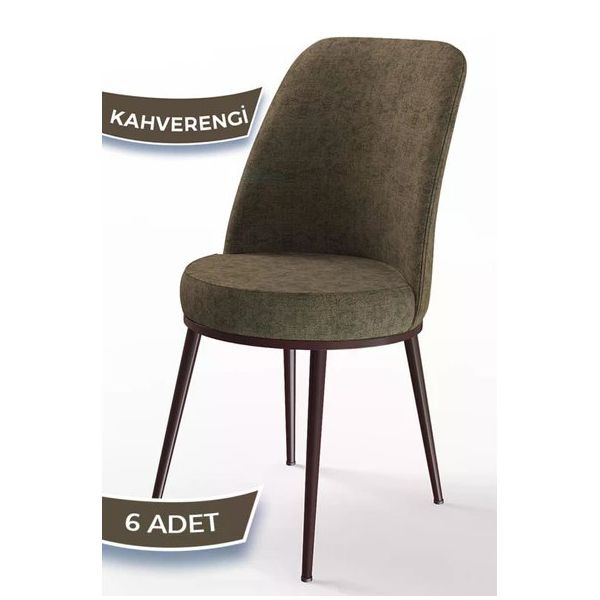 Canisa Concept Dexa Serisi Kahverengi Ayak 6 Adet Mutfak Sandalyesi