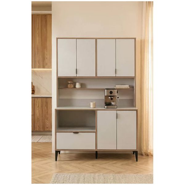 Argimo Arya 44x127x190 cm Beyaz Çok Amaçlı Mutfak Dolabı Kahve Köşesi